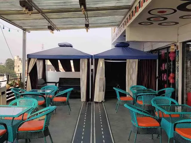 Rooftop dining with city view at Moksh Jhansi