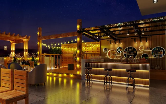 Rooftop night view at Manali Cafe Lounge Jhansi - Bars & Lounges in Civil Lines