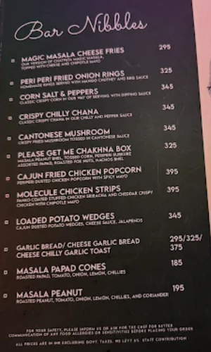 Molecule Air Bar Kitchen, Jhansi – Menu