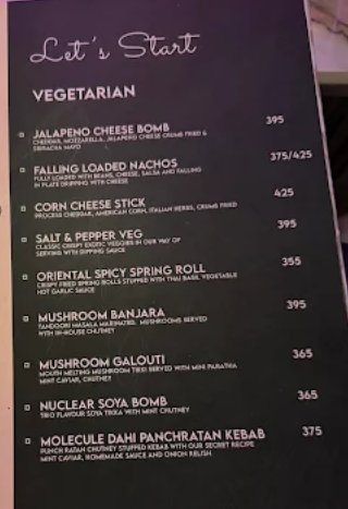 Molecule Air Bar Kitchen, Jhansi – Menu